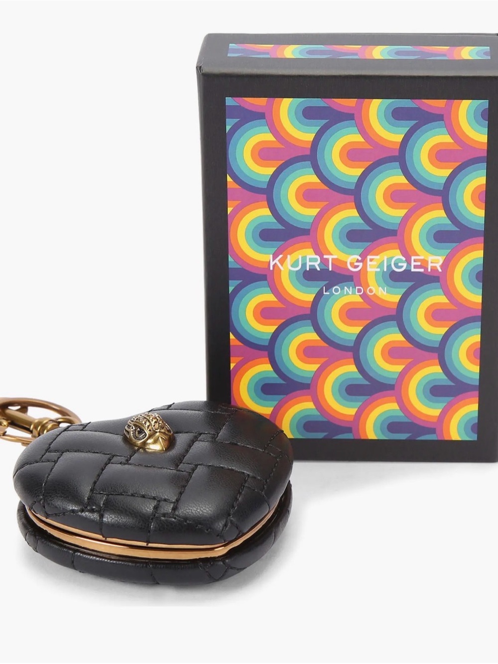 Kurt Geiger Black Quilted Leather Mirror Bag-charm NIB/NWT